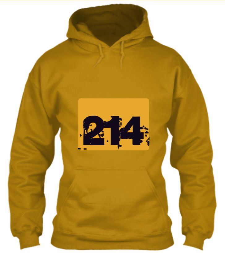 Black 214 number Minimalist and yellow T-shirt - Front