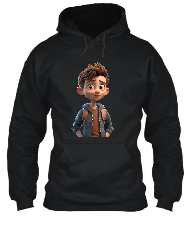 3D Cartoon black hoodie - Front