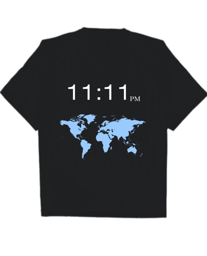 5 sleeve black t-shirt for men and women  - Front
