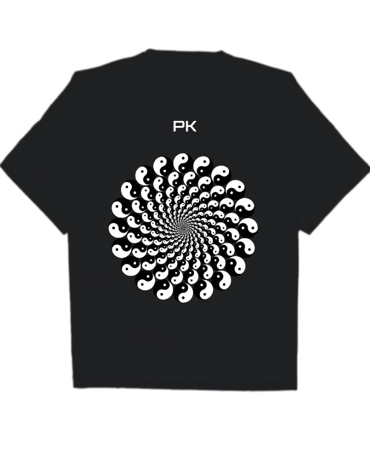 Men Black And White Cotton Oversized T-Shirt - Front