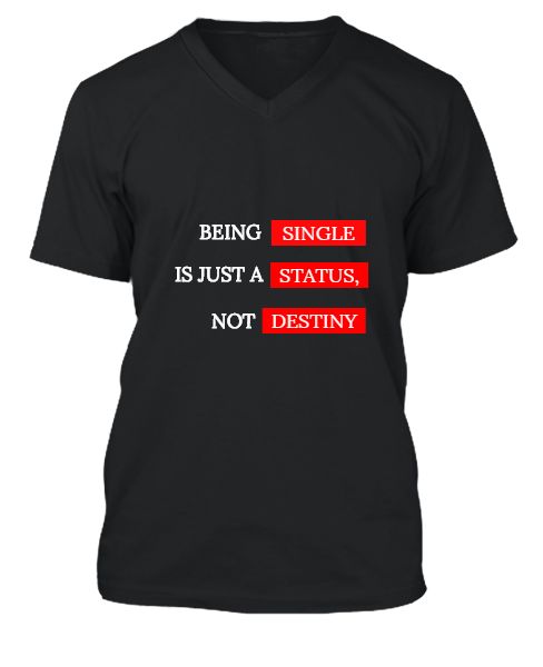 BEING SINGLE || BLACK V-NECK T-SHIRT - Front