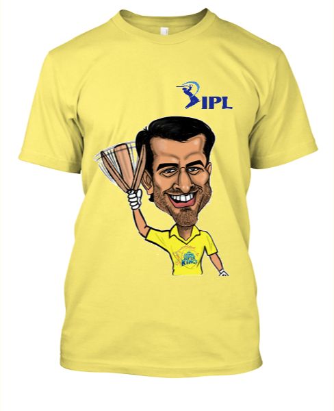 Chennai Super Kings For IPL 2018 with Ms Dhoni Cartoon Image CSK - Front