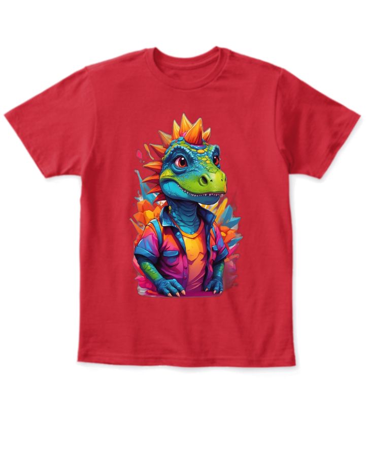 Colorful dinosaur with a mohawk | Kid’s T-Shirt - Front