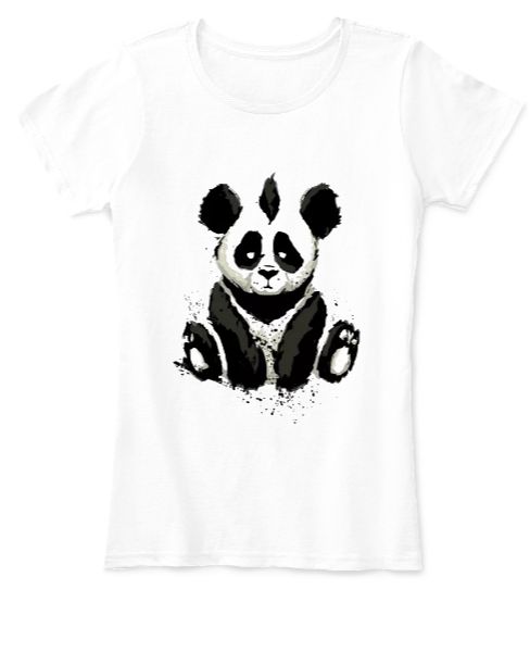 Cute Panda Women's Design White T-shirt   - Front