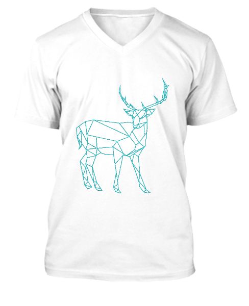 Deer Design V Neck T Shirts - Front