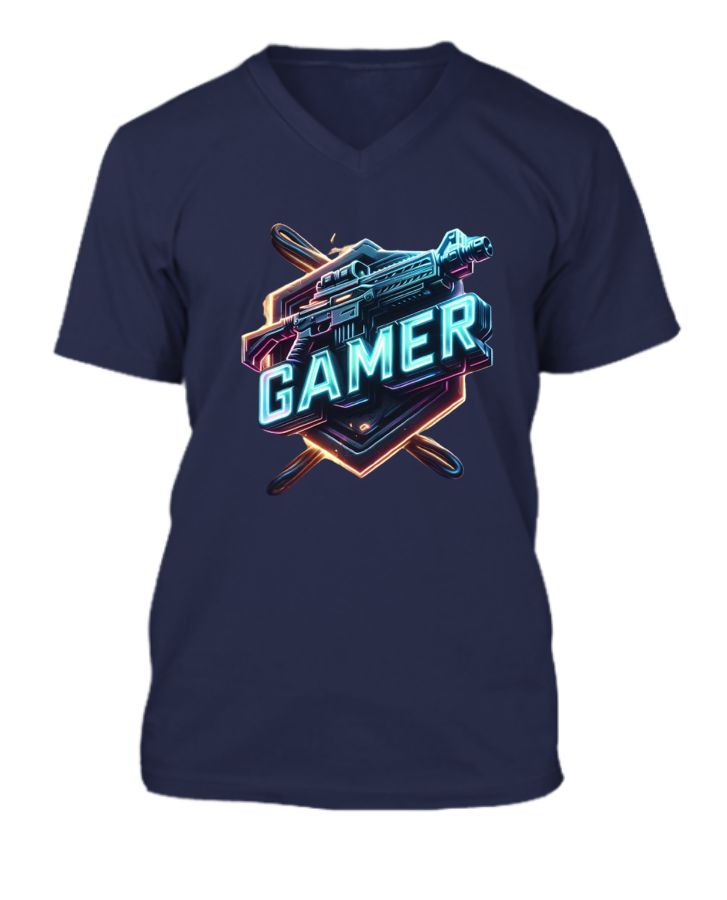 Gaming V Neck T-shirt  - Front