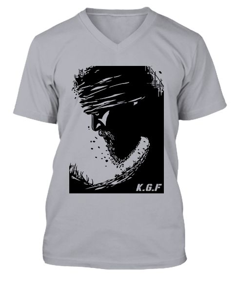 K.G.F - YASH - Grey_V neck - Front