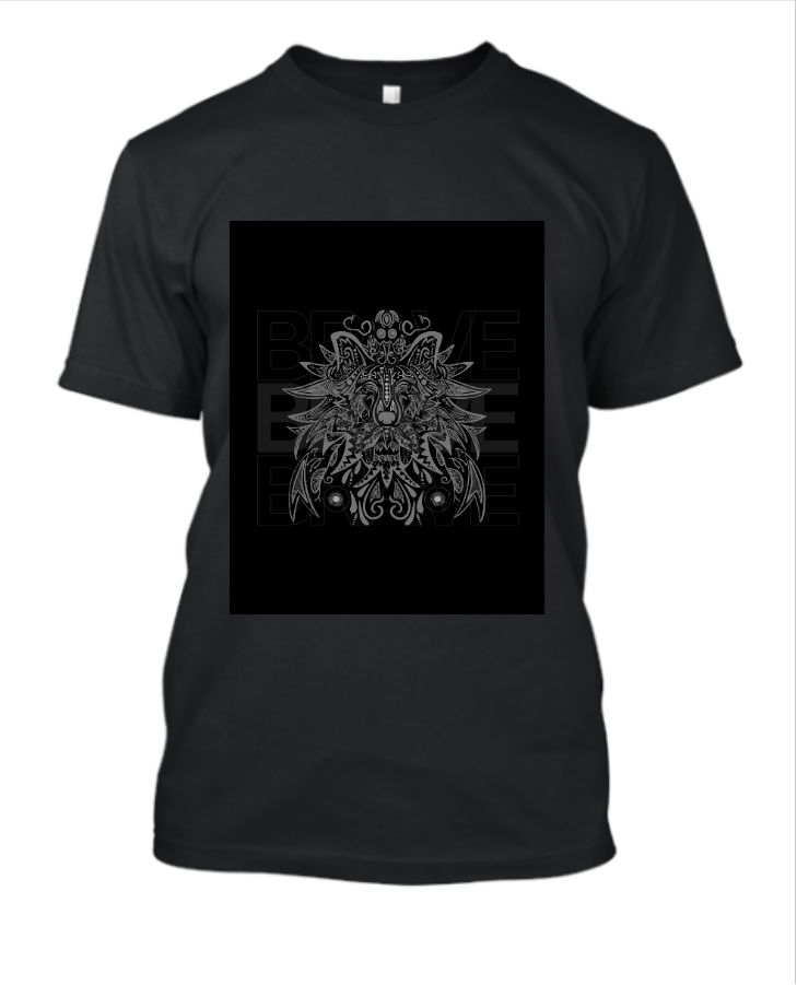 Lion design half sleeve t-shirt  - Front