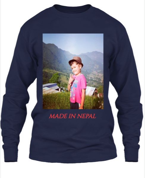 MADE IN NEPAL FULL SLEVE T SHIRT WITH CUTE NEPALI KID - Front