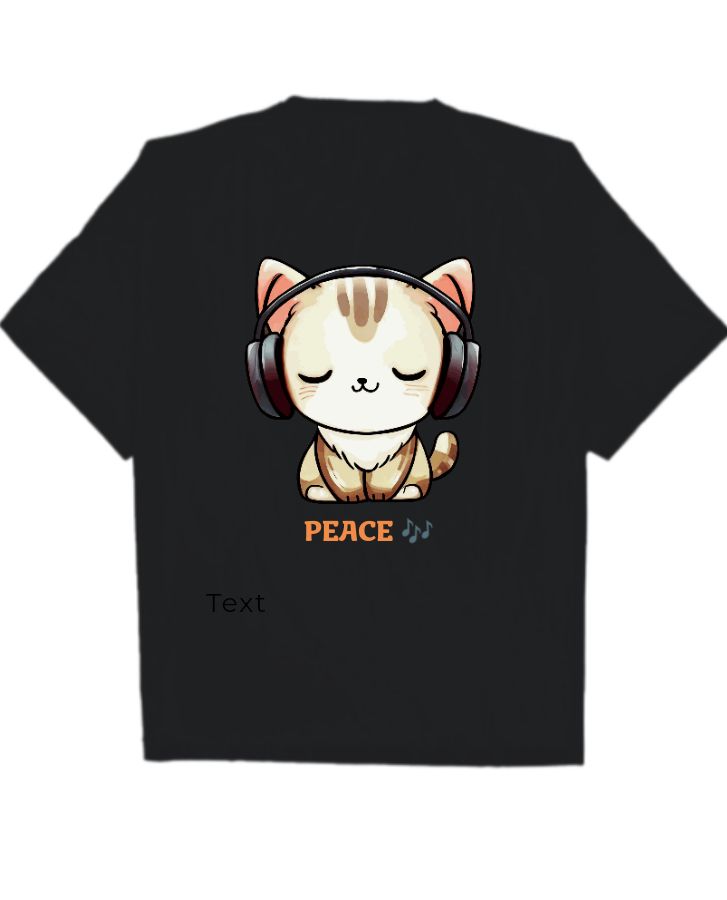 Music kitty oversize T-shirt  - Front