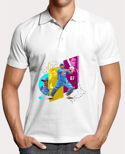 POLO T-SHIRT DHONI 7 no Latest Collection 2018 - Front