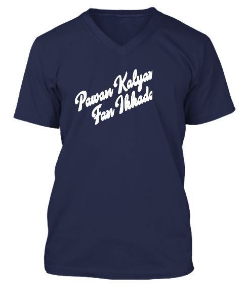 Pawan Kalyan fan ikkada V-Neck-T-shirt - Front