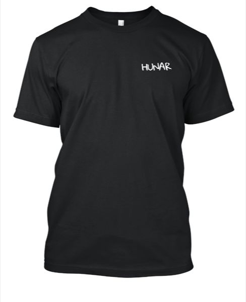 Plain Black Half sleeve  T shirt from Hunar - Front