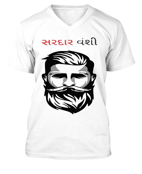 Printed Sardar vanshi V-nack t-shart - Front