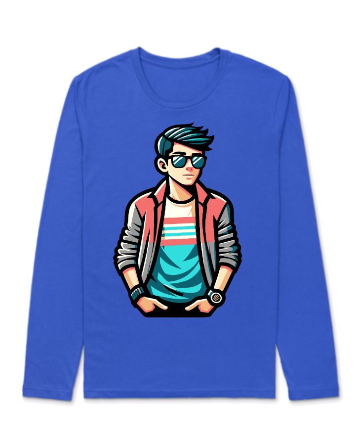 Smart boy full  sleeves t-shirt blue color  - Front