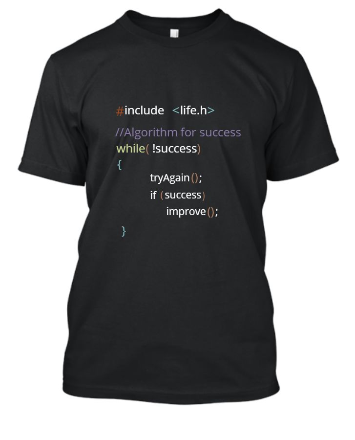Success Algorithm C++ | Half Sleeve T-Shirt - Front