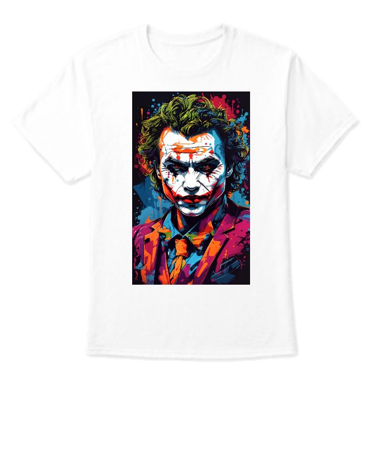 vector t-shirt art ready for print colorful graffiti illustration of a silhouette of joker, full body, action shot, vibrant color, high detail - Front
