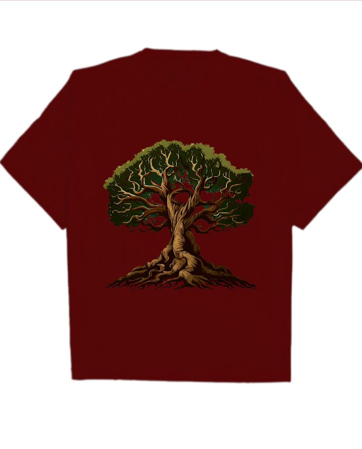 tree print oversized tshirts  - Front